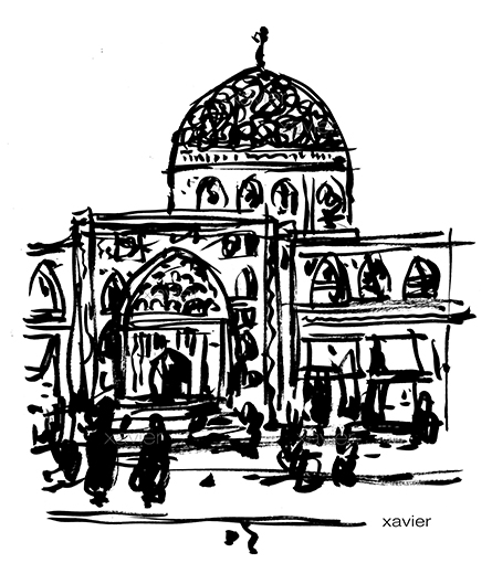 dessin place mosquée ispahan iran dessin xavier